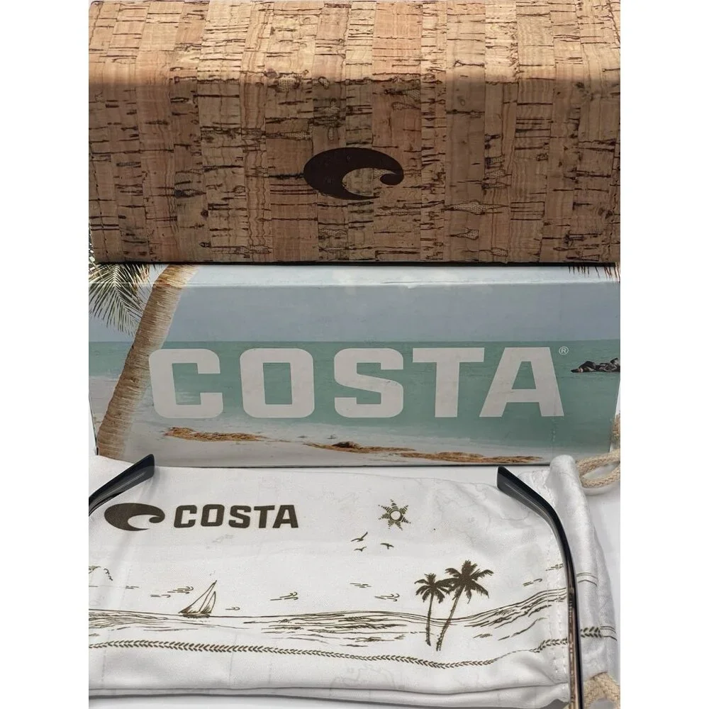 Costa Del Mar Sunglasses SAR 11‎ Sarasota Shiny Black / Silver Mirror 580G Case